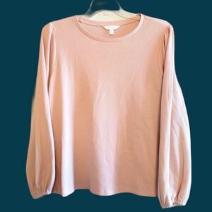 Lauren Conrad Pink Pouf Sleeve Waffle Knit Shirt Super Soft 2XL Thermal Softgirl